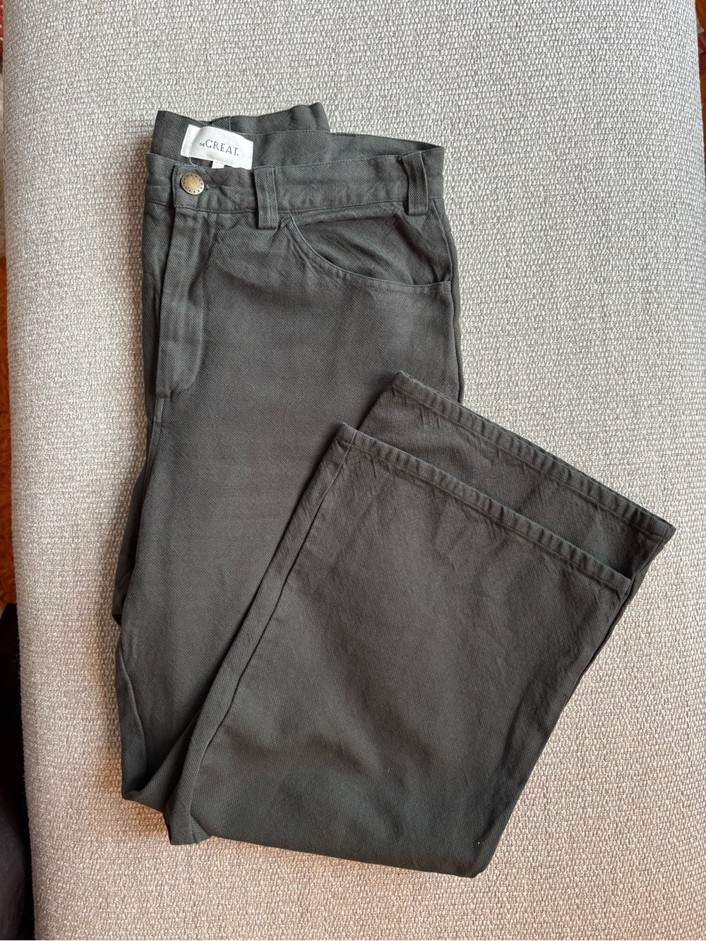 THE GREAT Olive Green Cropped Wide-Leg Pants